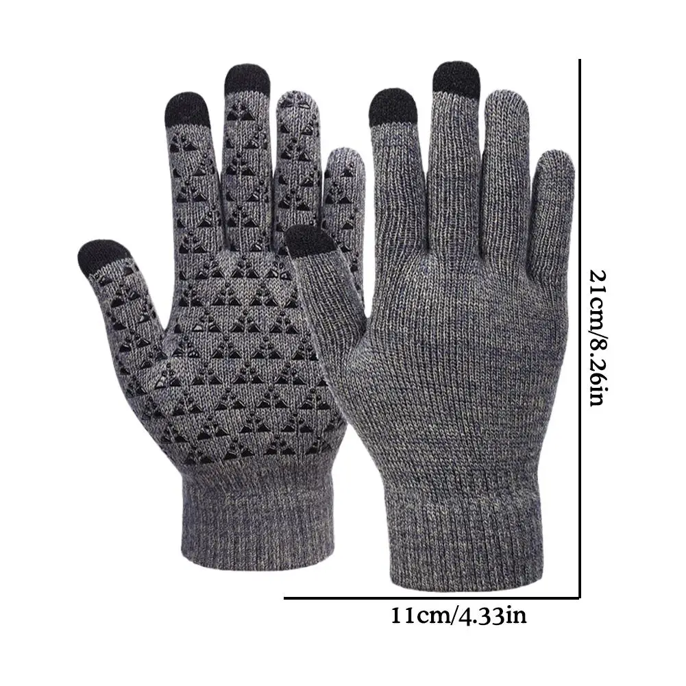 New Winter Knitted Gloves Touch Screen Thickened Warm Outdoor Cycling Motorcycle Skiing Full Finger Gloves For Women Men