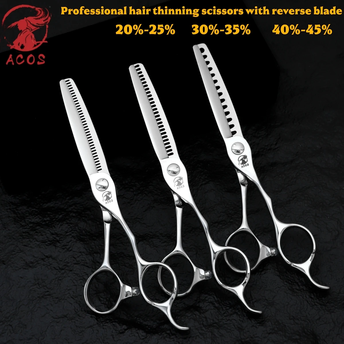 ACOS Professionelle Friseurschere aus japanischem 440C-Stahl, 6 Zoll, Ausdünnungsschere mit umgekehrter Klinge, geeignet für Salon und Familien-Styling – Detail 8