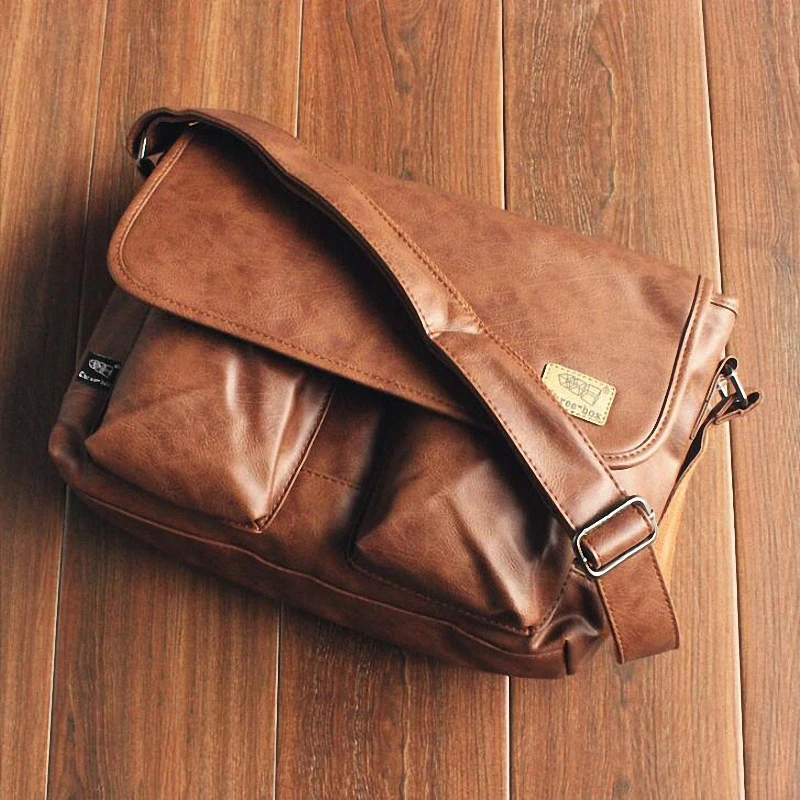 Men Designer Handbags 14 Inch Laptop Bag PU Leather Messenger Travel School Leisure Shoulder mens messenger bag,mens leather bag