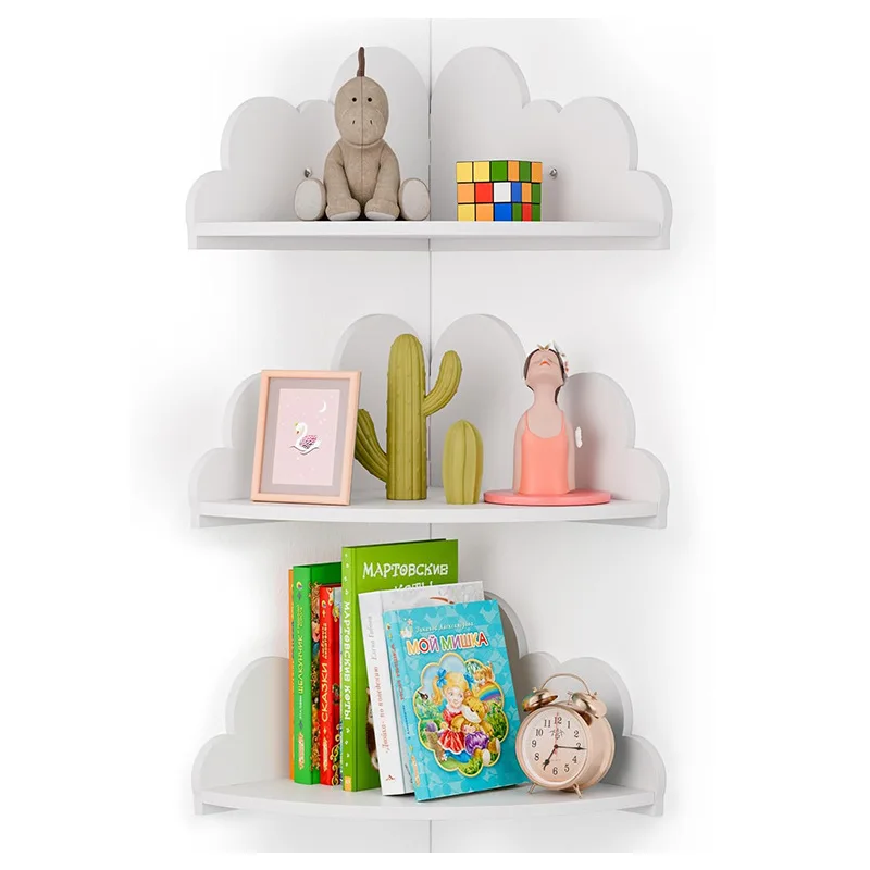 Whimsical Cloud Shaped Storage Rack for Kids' Rooms: Creative Triangular Shelf Organizer