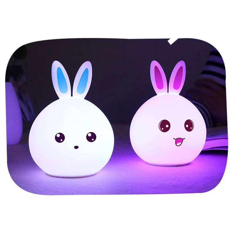 Led Rabbit Night Light Touch Sensor Anime Lamp Colorful Silicone Light For Kids Gift Children's Bed