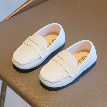 Scarpe per bambini in morbida pelle PU 2024 Primavera Autunno Oxford per bambini Scarpe per ragazzi Mocassini slip-on Marrone, Bianco, Nero 1