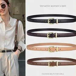 Women Ladies Skinny Thin Waist Belt Fashion PU Leather Waist Cinch Belt Zinc Alloy Buckle Waistband
