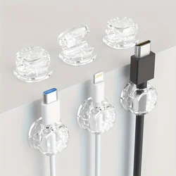 Automatic Retractable Cable Organizer Set - Creamy White, Blue, Yellow & Transparent - Stylish and Durable Cable Management Solution for Home, Office, and Travel (3Pcs)