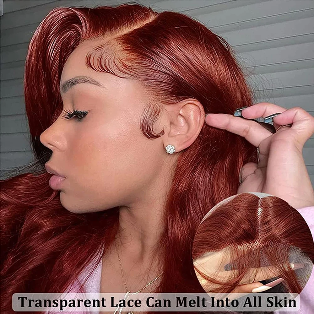 Reddish Brown Hd Lace Wig 4x4 Human Hair Brazilian Pre Plucked 13x4 Lace Front Wigs Dark Red Brown Body Wave 4x4 Closure Wig