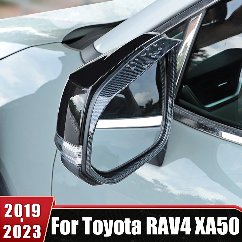 

Rearview Mirror Eyebrow Rainproof Frame Cover Sticker Trim For Toyota RAV4 RAV 4 XA50 2019 2020 2021 2022 2023 Car Accessories