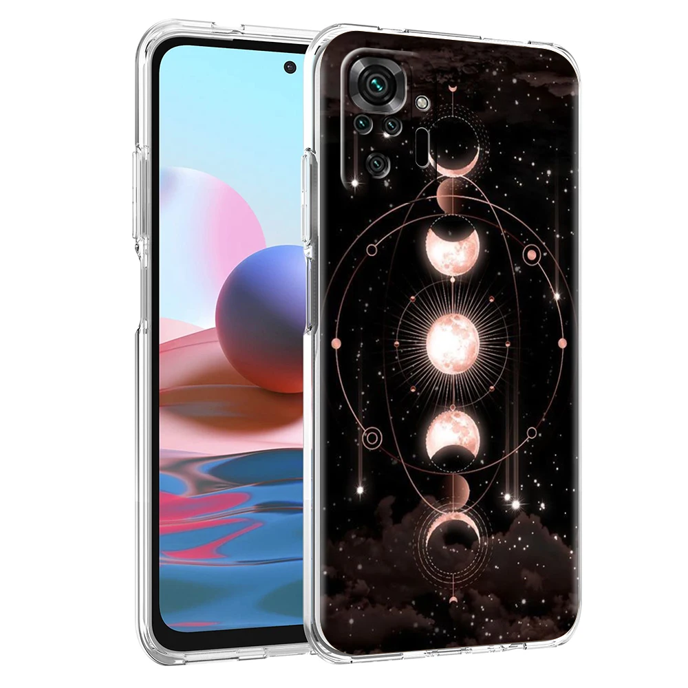 Sonnen monde Wolken astro logische Telefon hülle für Redmi Note 10 11 12 7 8 8t 9 k40 Gaming 9a 9c Pro plus transparente Silikon hülle – Detail 1