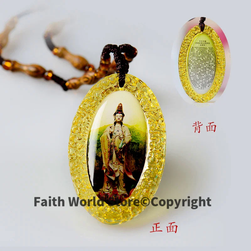 

2PCS-Wholesale Buddhist supplies Greco-Buddhist pocket travel efficacious Mascot Guanyin Buddha Crystal Pendant Amulet talisman