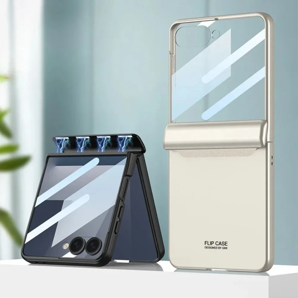 Magnetic Hinge Protection Hard Shell Phone Case with Front Screen Protector