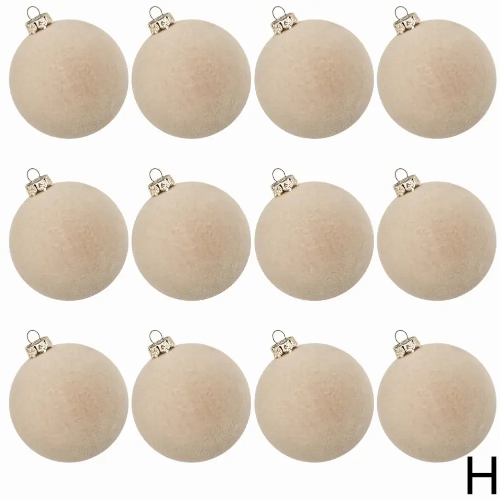 Juego de 12 bolas de Navidad con adornos de terciopelo de 2,36 pulgadas con aro colgante para árbol de Navidad, decoración para el hogar, Navidad, P M6i7