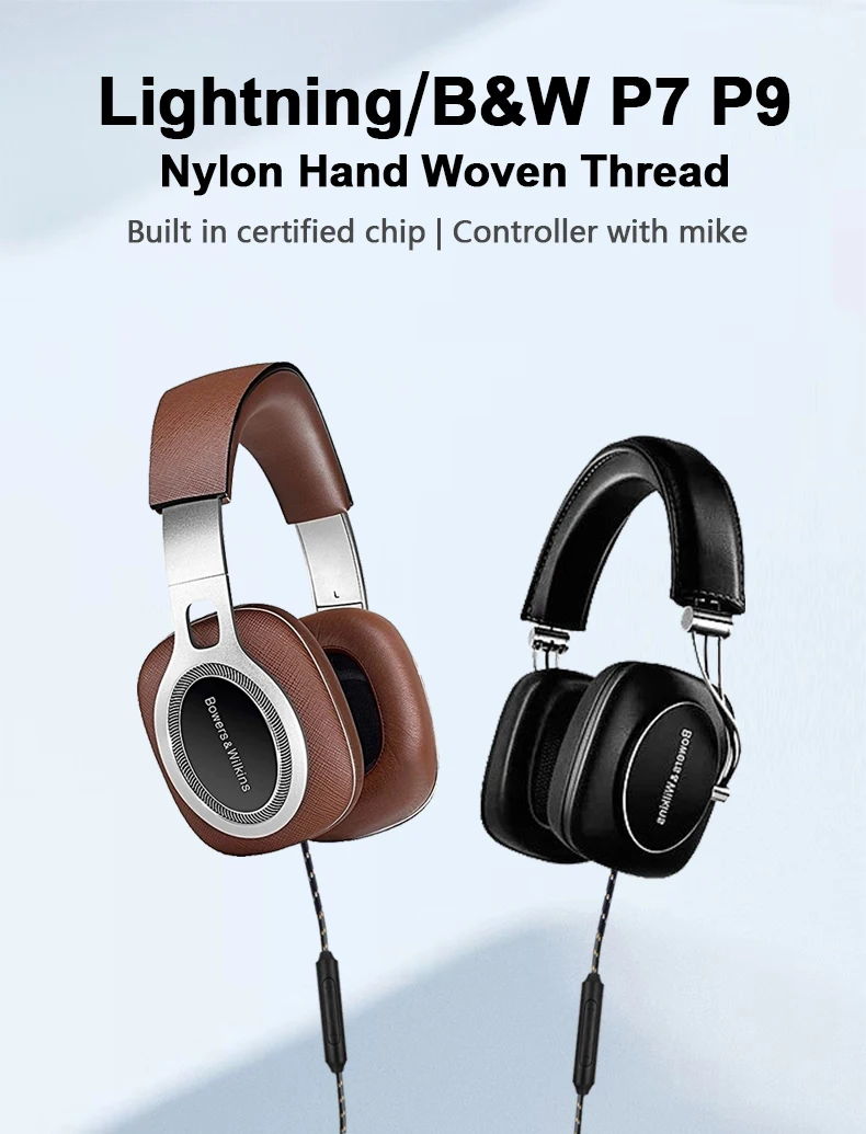 For B&W P7 P9 Earphones Replaceable Lightning to P7 P9 Upgrade Cable