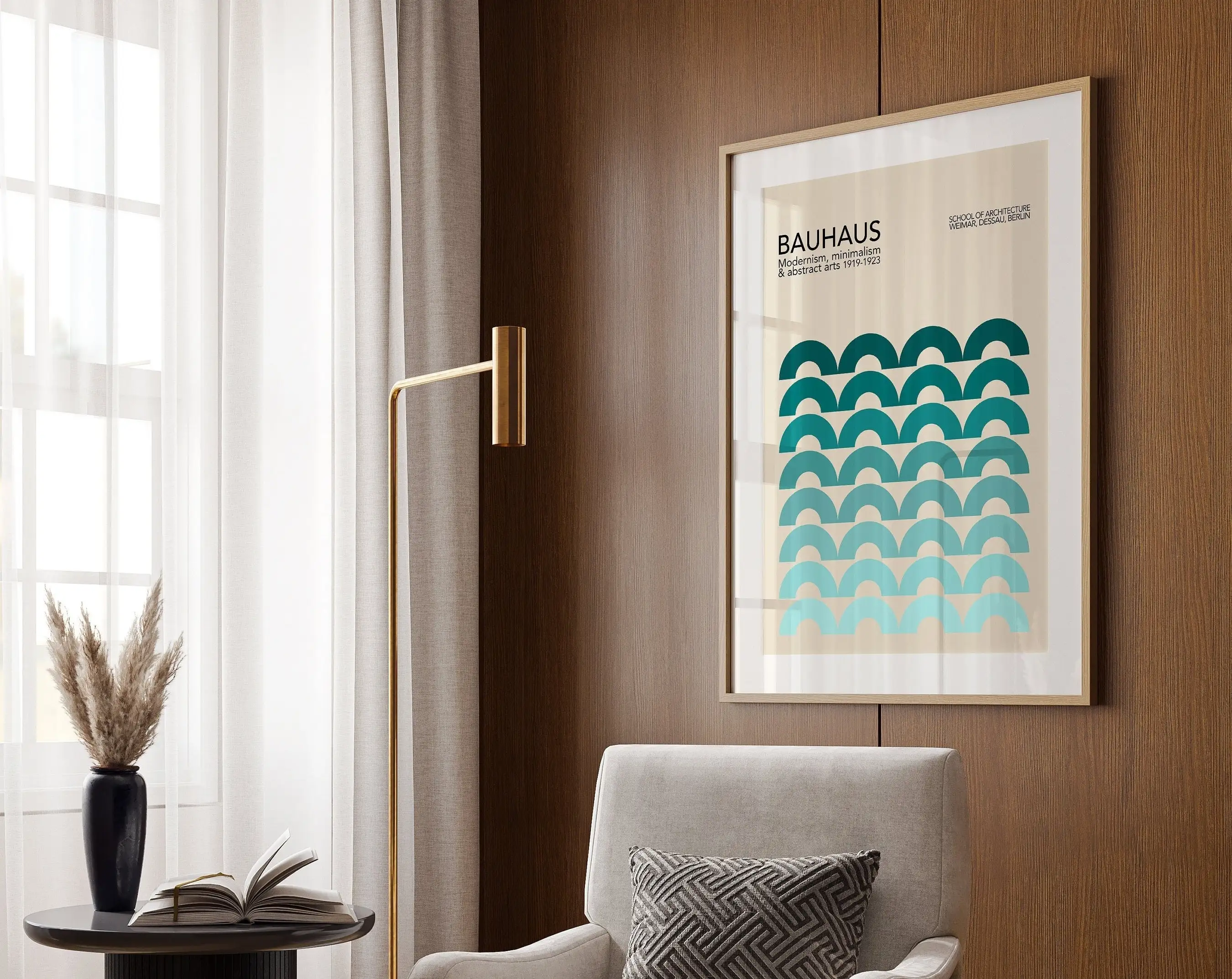 Modernist Bauhaus Geometric Canvas Poster Retro Mid Century Home Decor Wall Art