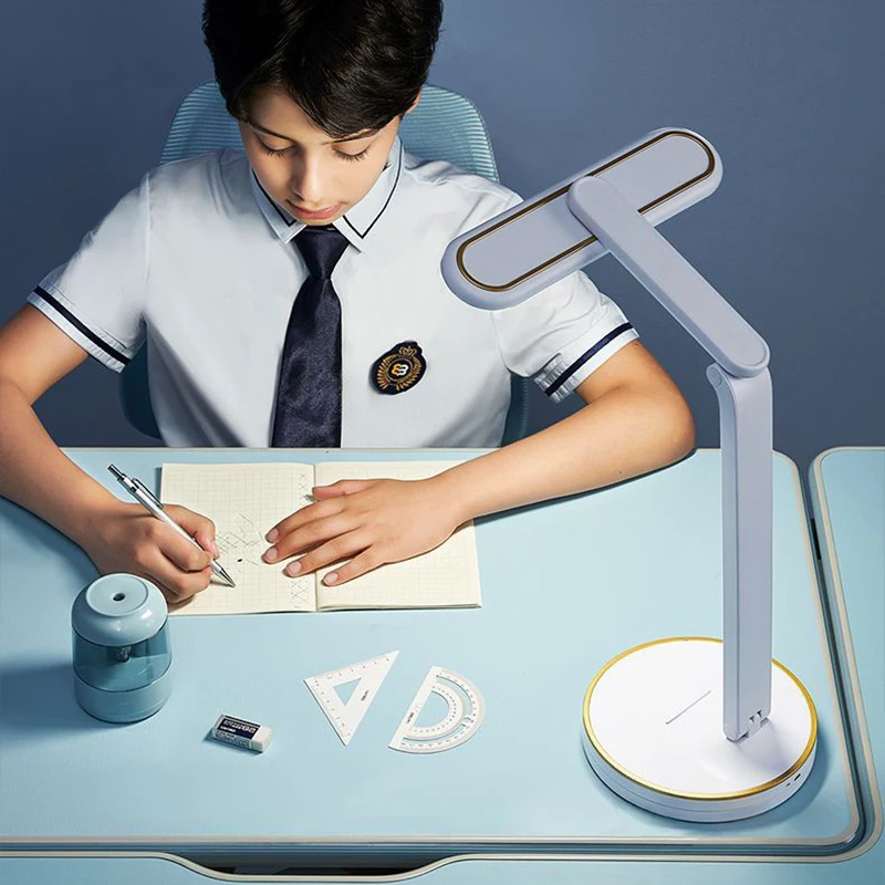 LED 시계 테이블 램프, USB 충전식 조도 조절 데스크 램프, 플러그인 LED 라이트, 접이식 눈 보호 독서 야간 조명