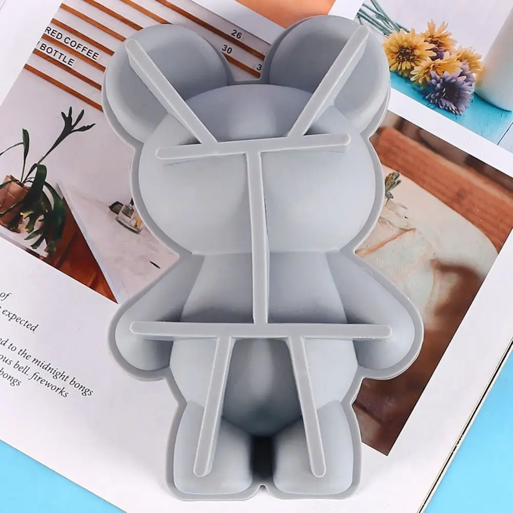 3D 테디 베어 DIY 드립 접착제 몰드, 회색 케이크 장식, 초콜릿 실리콘 몰드 베이킹 용품, 고품질