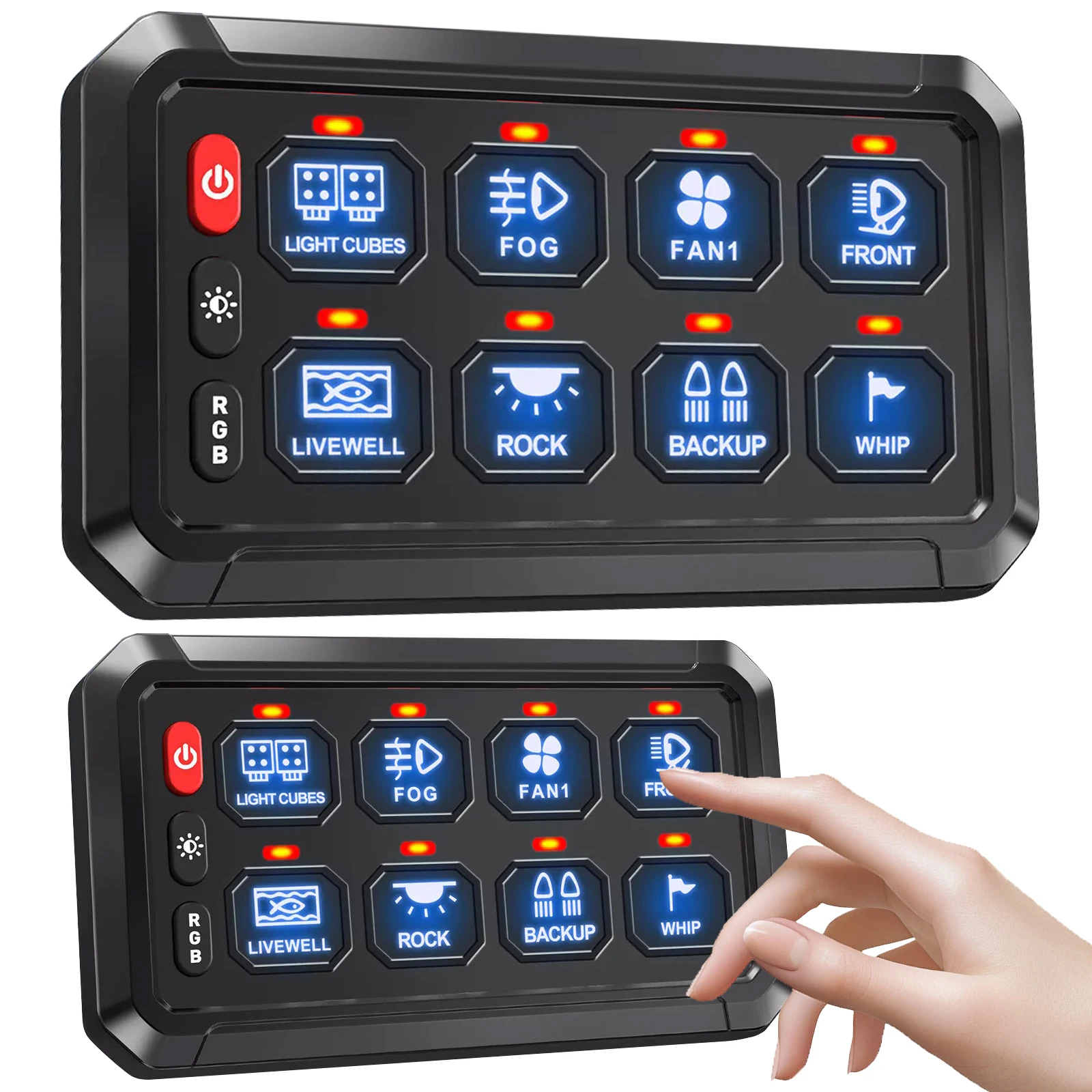 8 Gang On-Off LED Car Switch Panel APP Control Electronic Relay System ...