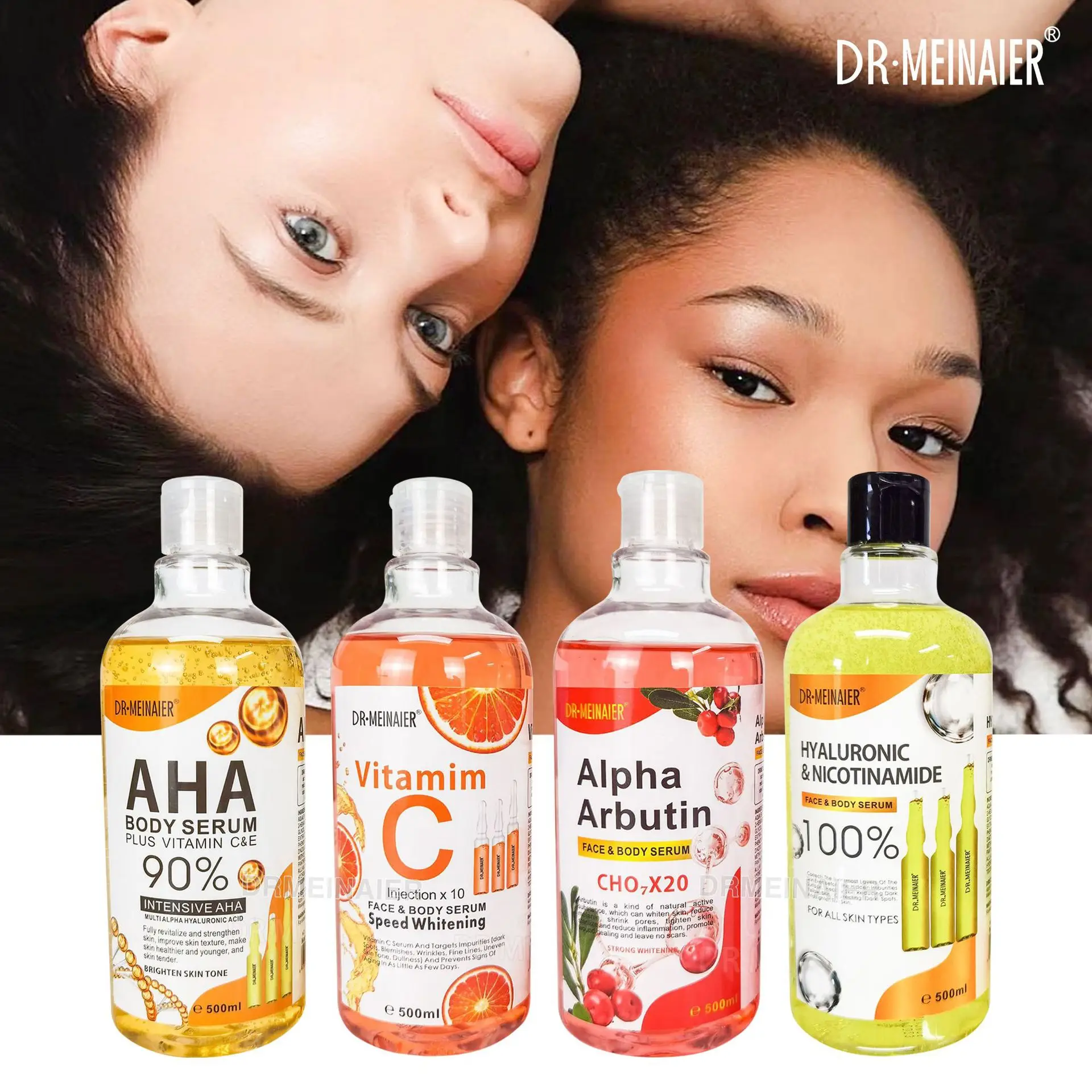 500ml Hyaluronic Acid,Nicotinamide Vitamin C AHA  Face Serum Spots Eraser Corrector Glow Moisturizing Lightening Body Serum 2