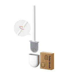 Leak - Proof Silicone Toilet Brush with Quick - Dry Base and Soft, Flexible Bristles (White)