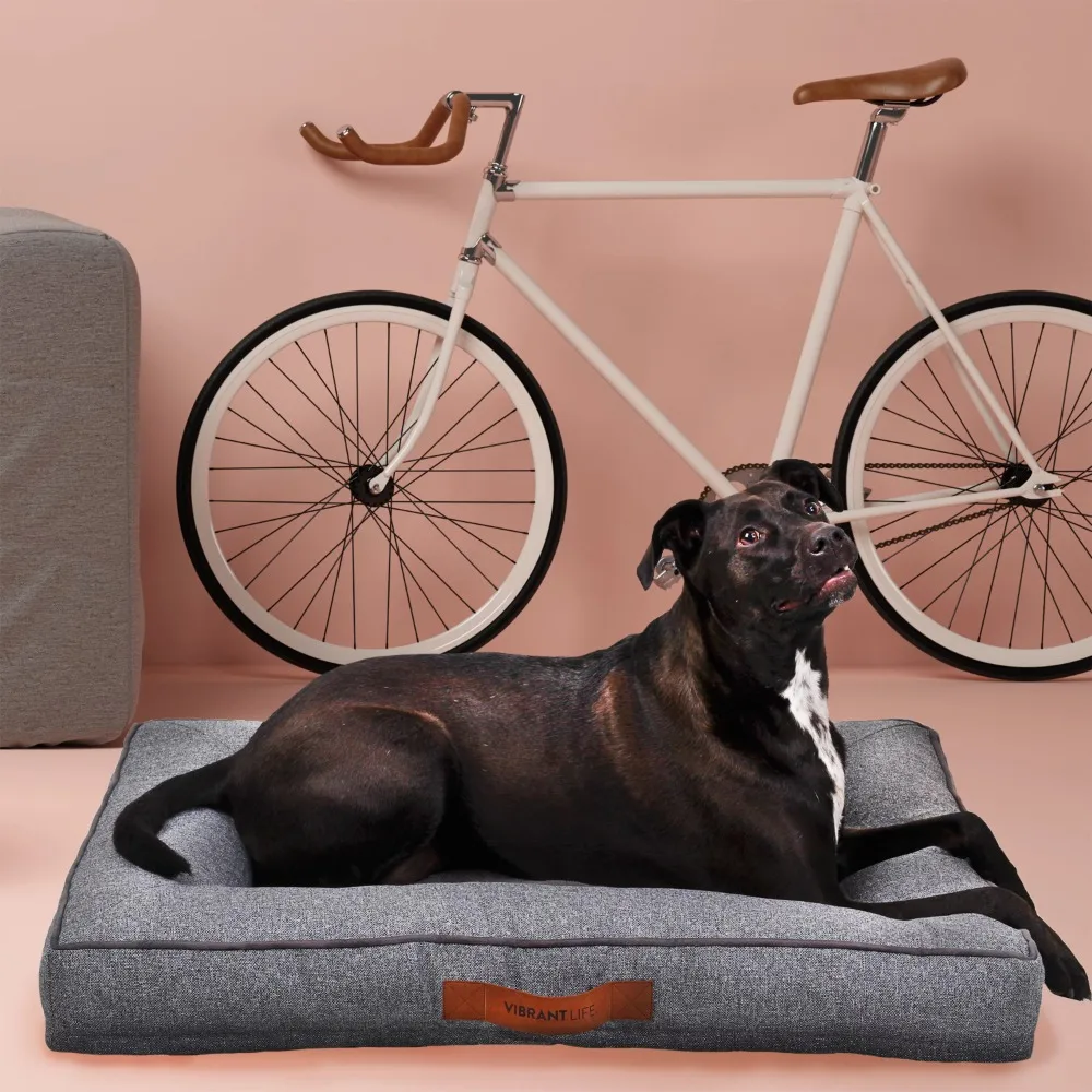 

Large Comfort Orthopedic Bolster-Style Dog Pet Bed for Dogs Houses and Habitats Cushion Supplies Things Mat Mattress Products