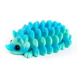Versatile 3D Printed Hedgehog Figurine - Indoor & Outdoor Decorative Collectible Toy - 7.5CM (Sea Blue)