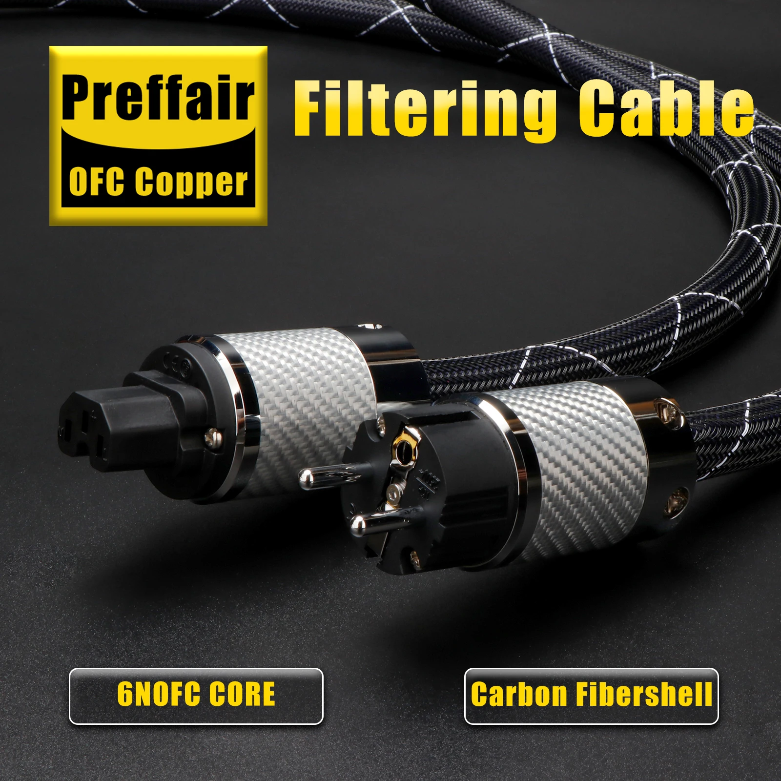 하이파이 전원 케이블 OCC 은도금 FI-E50 FI-50 (R) 플러그 카본 파이버 로듐 도금 EU/US C15 플러그 오디오 전원 코드