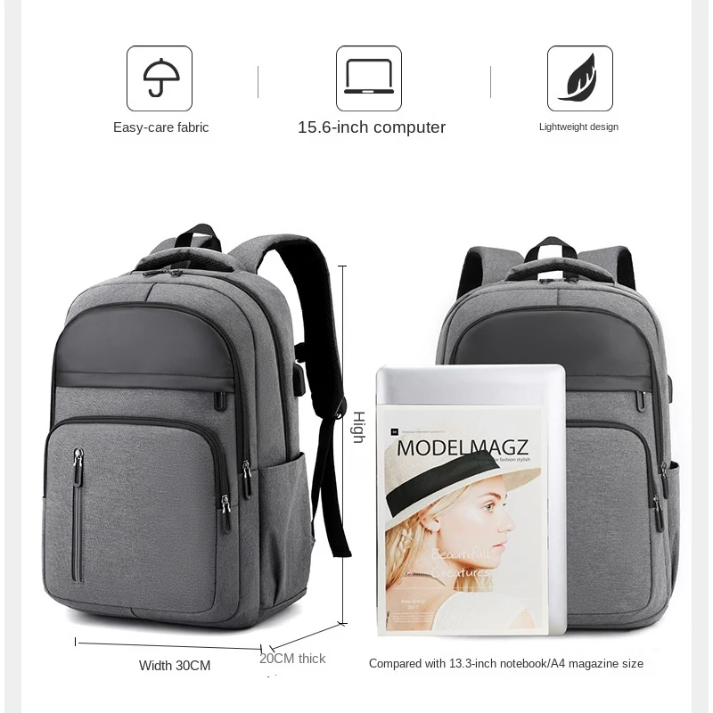 Men Backpack 15.6 inch Laptop Backpack Waterproof USB Charging School Bags Large Capacity Business Travel Bag 6