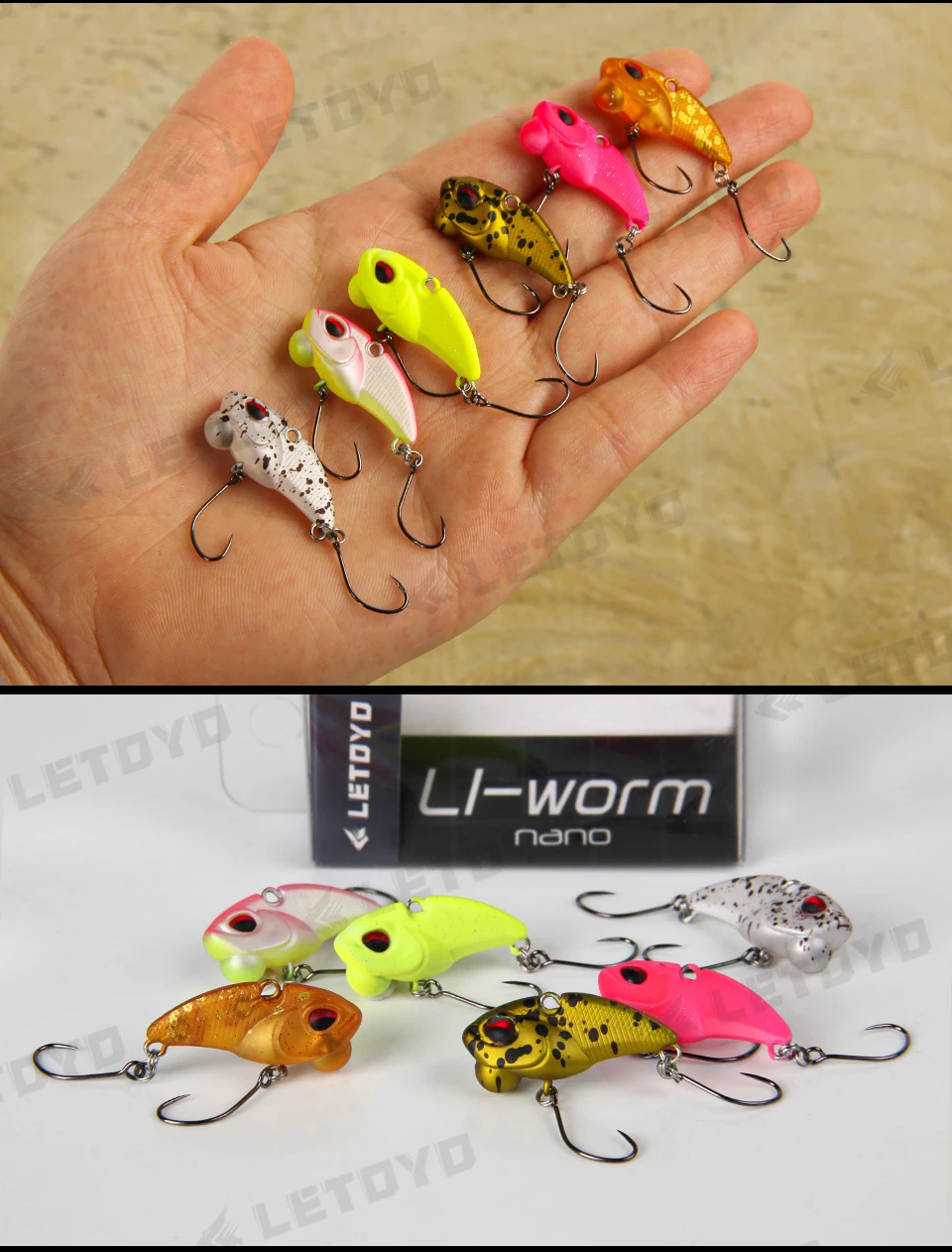 LETOYO Sinkender VIB-Köder, 28 mm, 2,3 g, künstliche Hartköder zum Süßwasserfischen, lippenlose Kurbelköder-Wobbler für Forelle und Barsch – Detail 8