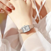 Montre-bracelet à Quartz rectangulaire pour femmes, marque de luxe, cadran romain, bracelet en cuir, horloge 5