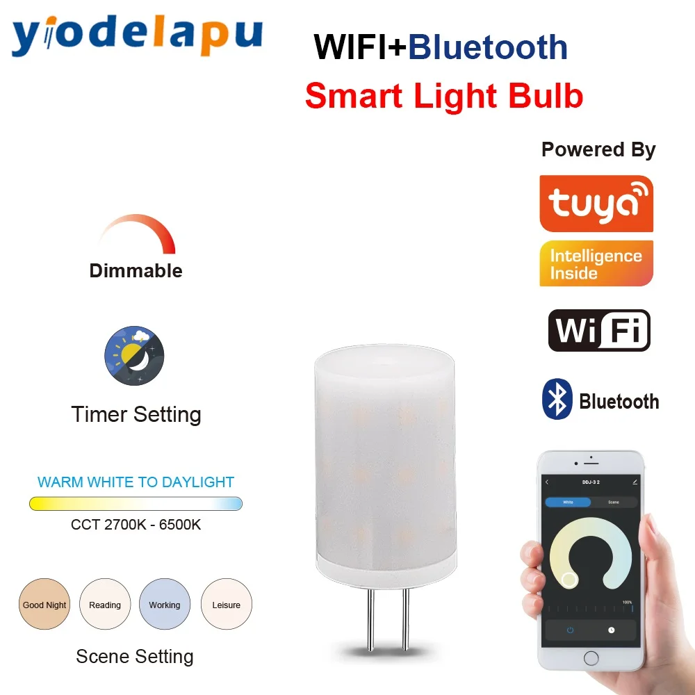 Tuya WiFi G9 Dimmable Smart Light G9 6W LED lamp Warm Cool White Dimmable  Lights Light Voice Control Work With Alexa Google Home