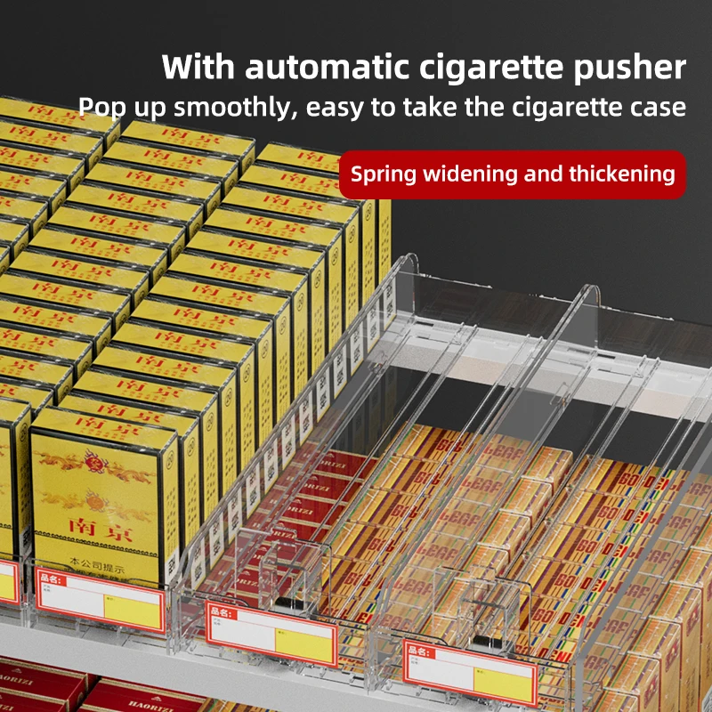 Cigarette Shop Showcase Acrylic Display Stand Racks Automatic Pusher Display Cigarette Cabinet Rack Holder for Supermarket Store 6