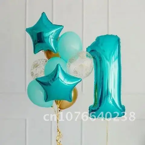 

32 inch Tiffany Blue Number Foil Helium Balloons Baby Shower Digit Globos 1st 2nd Birthday Party Decorations Kids Supplies 1set