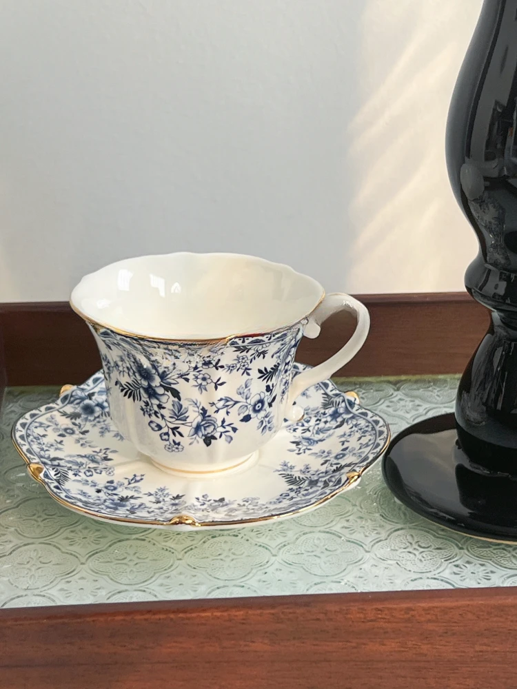 

Mug Ceramic French Style Home Desktop Decoration Blue and White Porcelain Underglaze Color Suit Coffee Retro Afternoon Tea Cup