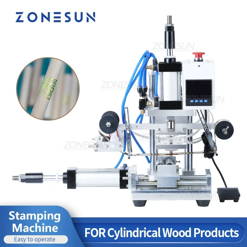 ZONESUN ZS-GT100 Automatic Paper Running Hot Stamping Machine Round Shape Wood Product Hot Foil Paper Transfer