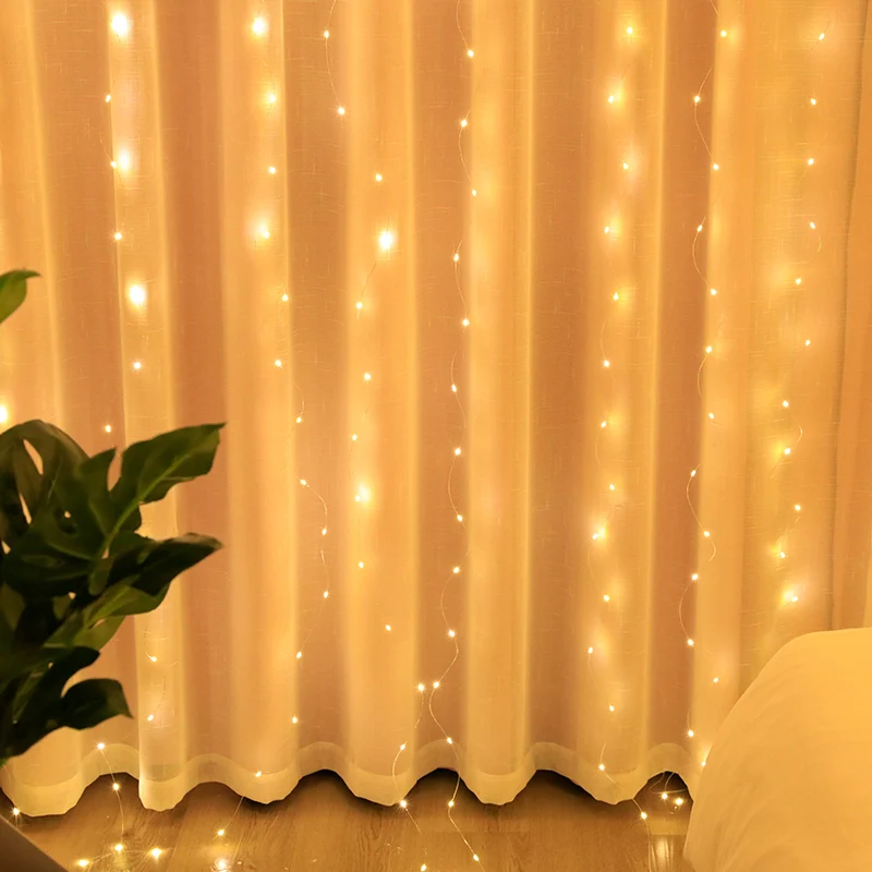 Cortinas, Holiday LED Lights, Christmas Tree Decoration, 2023 Decoração do quarto