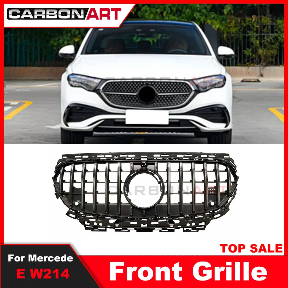 

For New E class W214 GT Grille Black Silver For E Class W214 Front Bumper Racing Grill For Mercede 2024+ E260 E300 GRILL