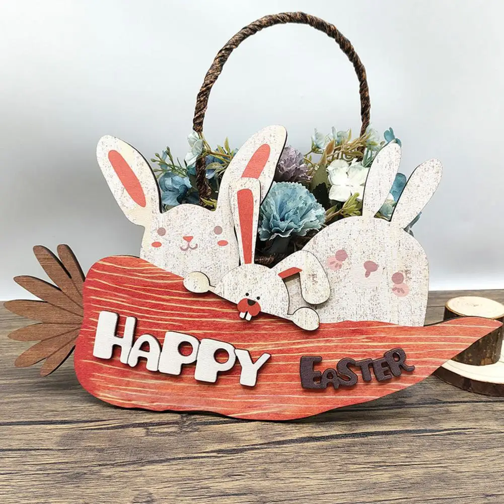 

Easter Tag Pendant Cartoon Rabbit And Carrot Shape Hanging Wooden Thick Anti-Crack Porch Garden Door Decoration Sign