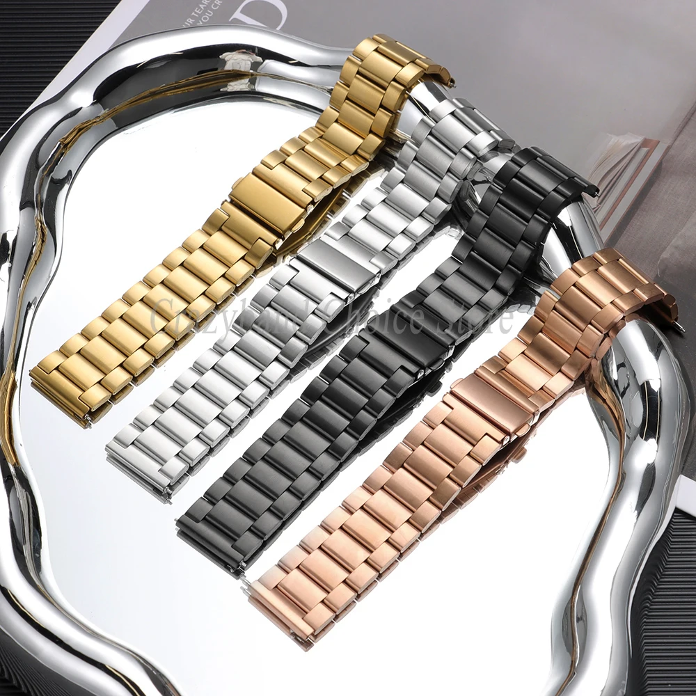 Premium Stainless Steel Watchband with Press Clasp – Elegant Replacement Strap