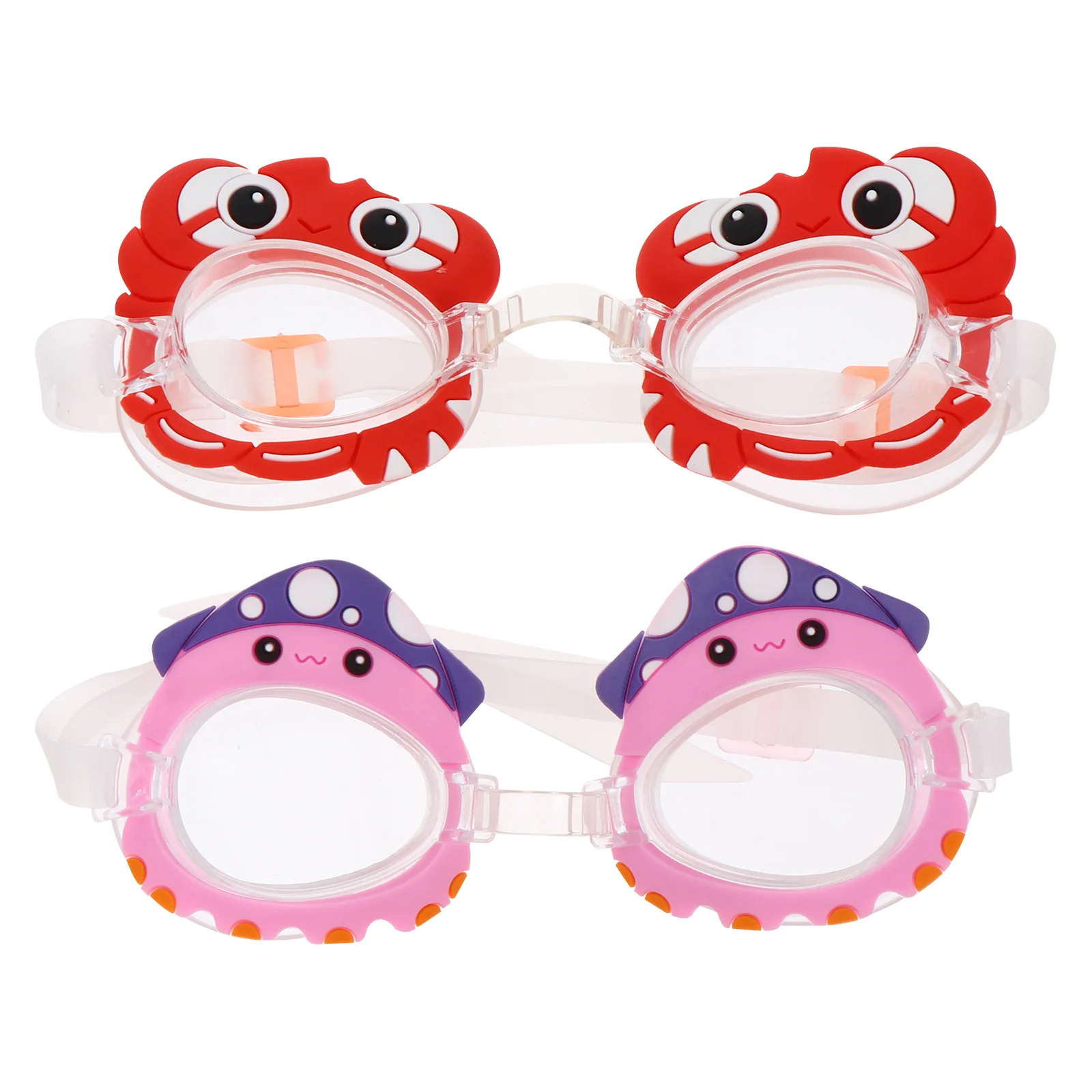

2 Pairs Children's Swimming Discoloration Goggles Glasses Kid Eyewear Cartoon Anti-fog Pvc Waterproof Underwater