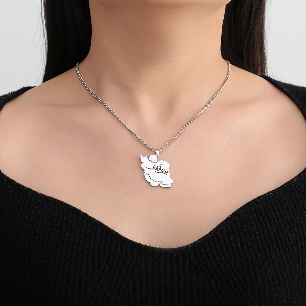 Dawapara Iran Karte und Frieden Taube Olivenzweig Halskette Persische Kalligraphie Anhänger Edelstahl Schmuck – Detail 10