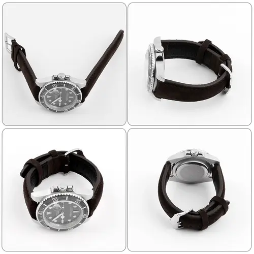 Soft Suede Leather Watch Strap 16mm 18mm 19mm 20mm 22mm Handmade Coffee Watchband Replacement Wristband Pin Buckle for Watch - Image 6