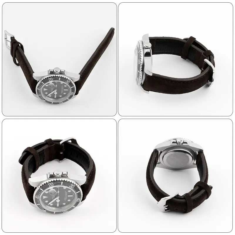 Soft Suede Leather Watch Strap 16mm 18mm 19mm 20mm 22mm Handmade Coffee Watchband Replacement Wristband Pin Buckle for Watch - Image 6