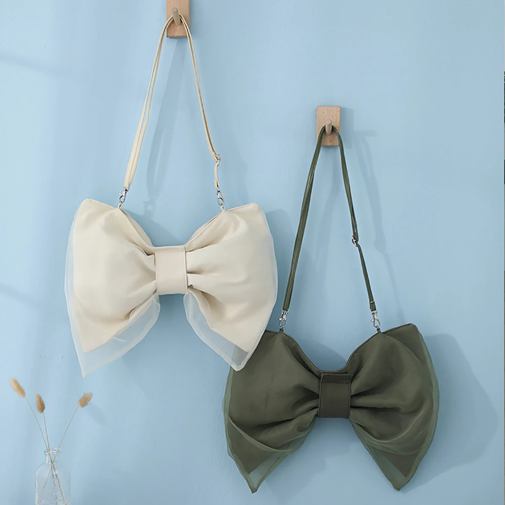 

Spring Summer New Bow Knot Small Bag Fashion Japanese Style Crowd Canvas Bag Photography Props Crossbody Women's Bag