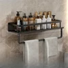 Multi functional storage rack with hook bar bathroom rack wall mounted storage rack bathroom cosmetic storage rack 2
