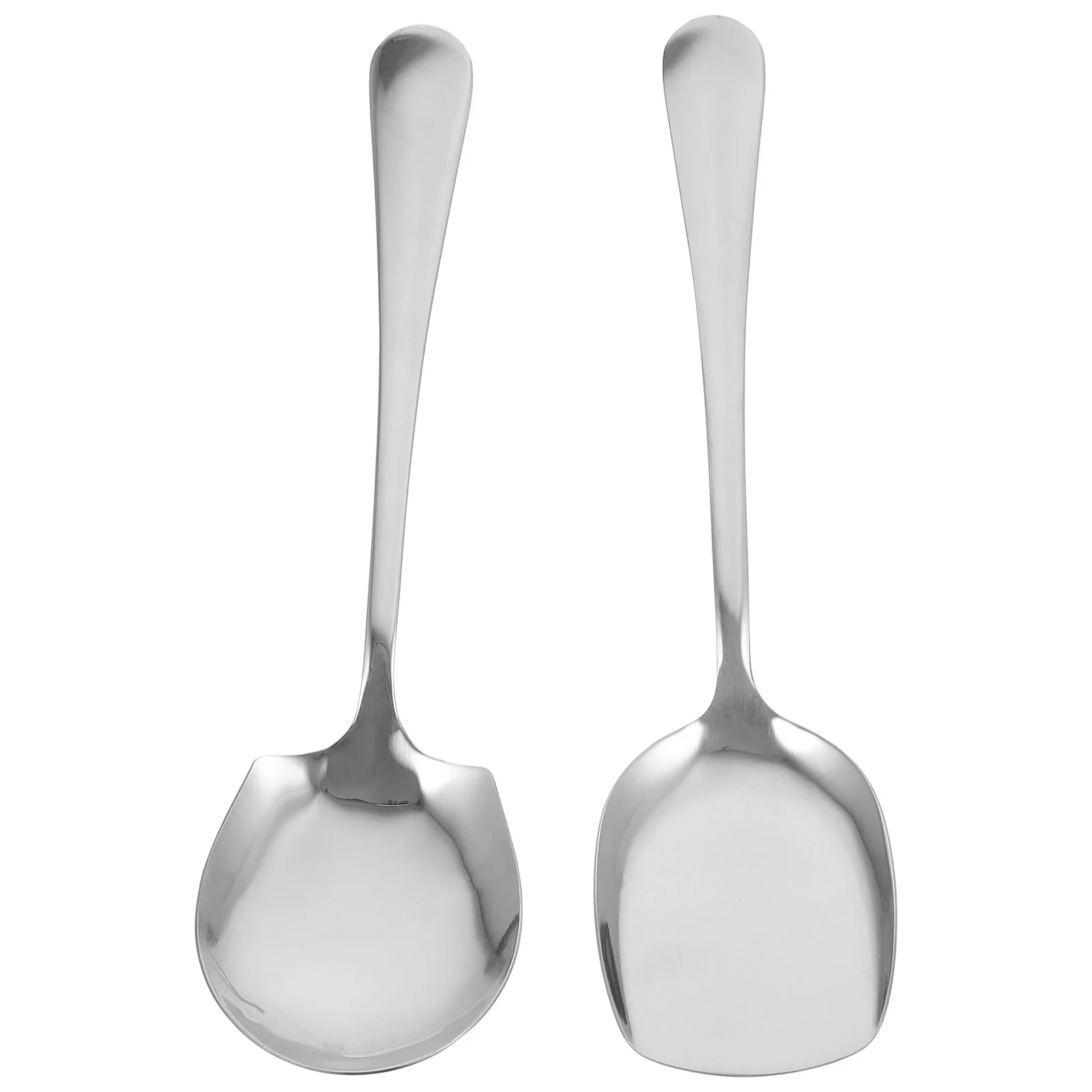 

2 Pcs Soup Spoons Male Stainless Steel Restaurant Food Large Serving Hotel