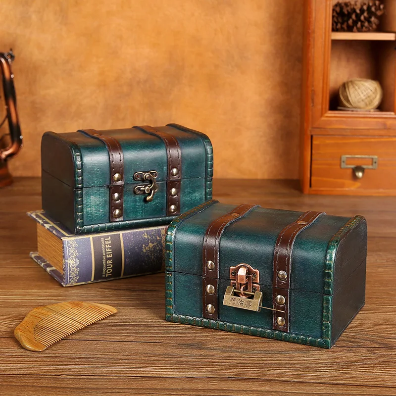 

Retro Storage Wooden Box Jewelry Necklace Earrings Jewelry Box Wooden Personality Collection Gift Box Props Box