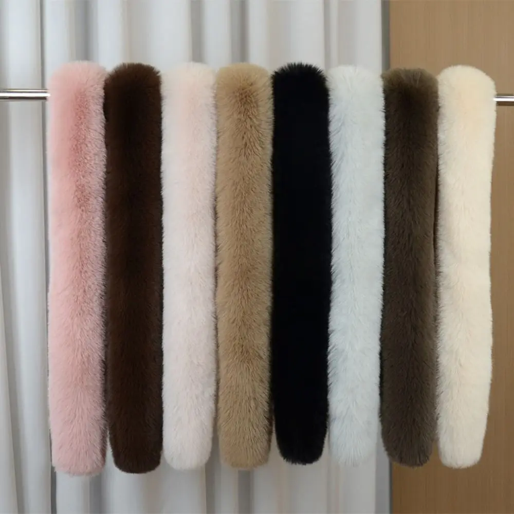 Vintage 130cm Fake Fur Long Scarf Thick Solid Color Winter Fluffy Scarf Soft Fur Decor Luxury Wraps Shawl Autumn Winter