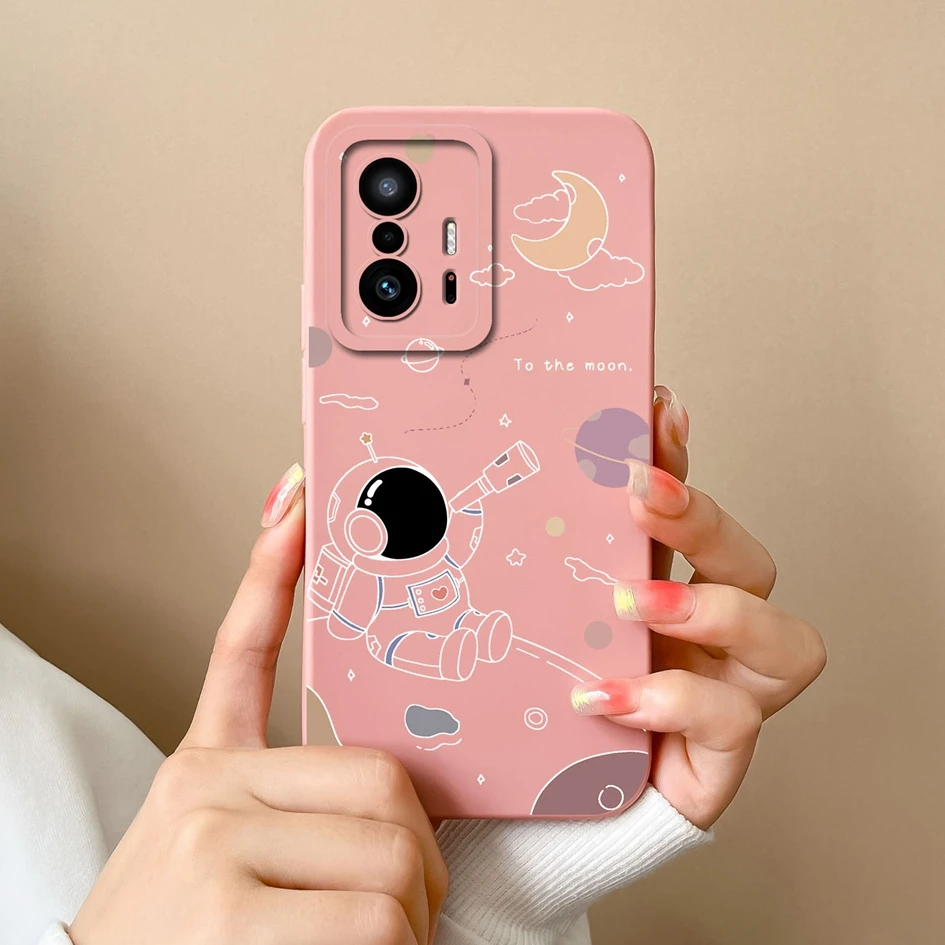 Fashion Design Matte Liquid Silicone Case with Screen Protector for Xiaomi 11T Pro - Sweet Girls Collection