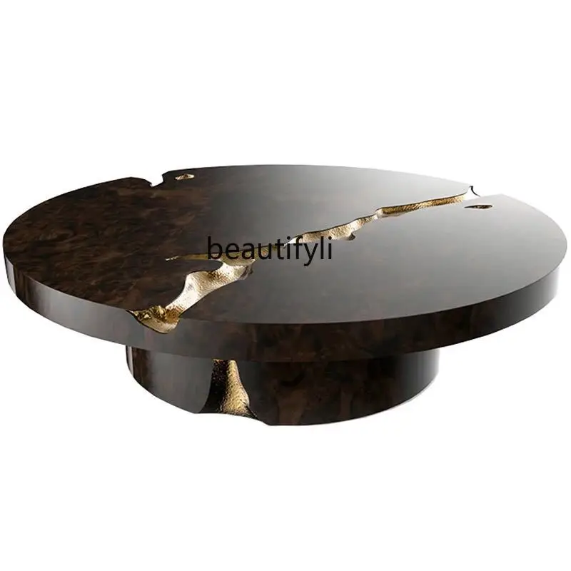 

zqItalian Living Room Coffee Table round Tea Table Modern Light Luxury Coffee Table American Coffee Table