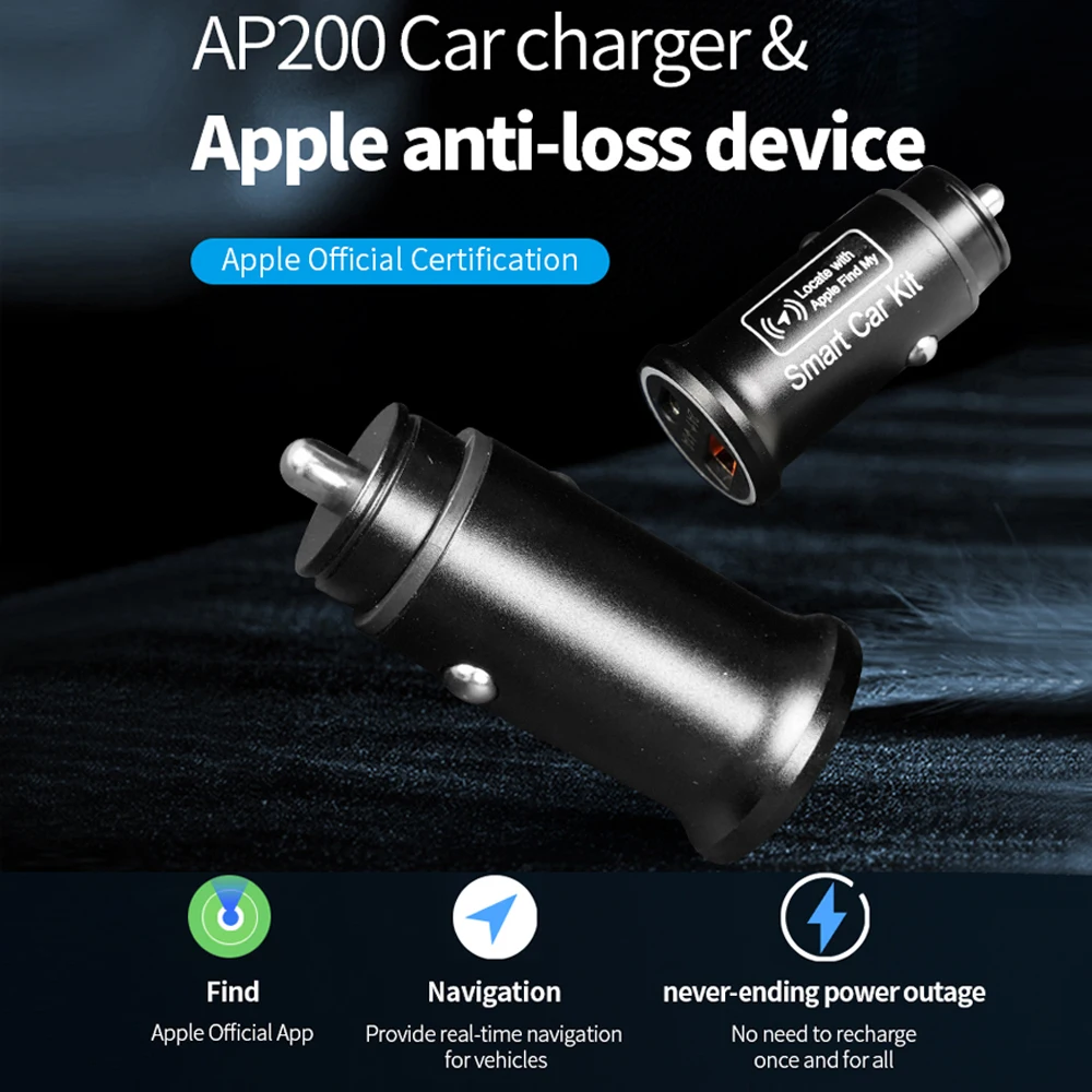 2 in 1 AP200 Car Charger Gps tracker For Auto Car GPS Locator Find My Apple official App Mini GPS Monitor Tracker