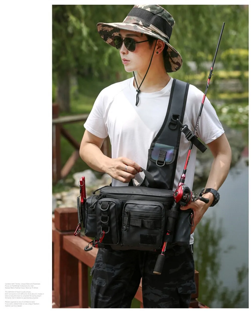 Outdoor Fishing Shoulder Messenger Bag Travel Sports Chest Bags Fish Gear Tablet Storage Waist Tactical Package Multiple Pockets