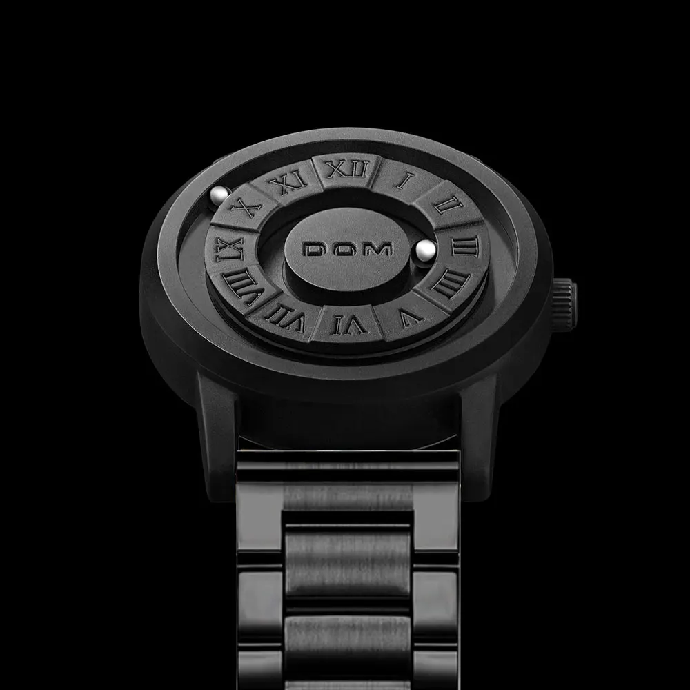 DOM New Trend Concept  Personality Men's Watch Creative Scrolling Pointer magnetic force Fashion watch for men Waterproof 1345